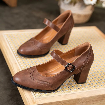 DORKA | SCARPE IN PELLE CON TACCO ALTO E FIBBIA