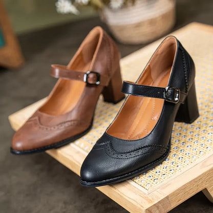DORKA | SCARPE IN PELLE CON TACCO ALTO E FIBBIA